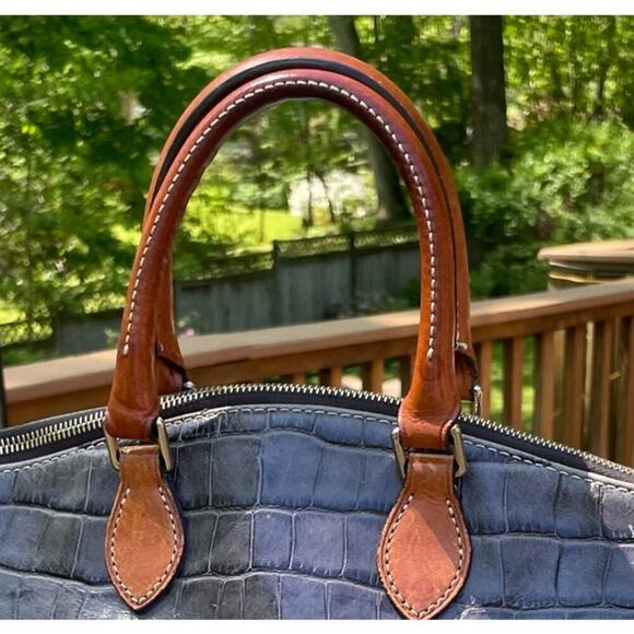 Dooney & Bourke Denison Domed Croco Embossed Gray Satchel Handbag - Picture 10 of 16